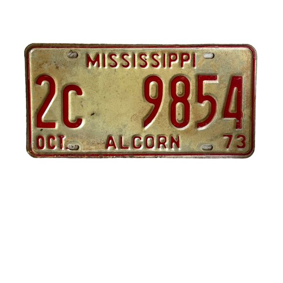 1973 Mississippi ALCORN COUNTY License Plate Vintage - Picture 1 of 2